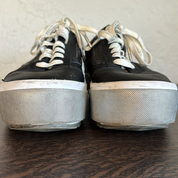 Vans Old Skool stacked Black leather lace up platform Sneakers 8.5 - Picture 2 of 9